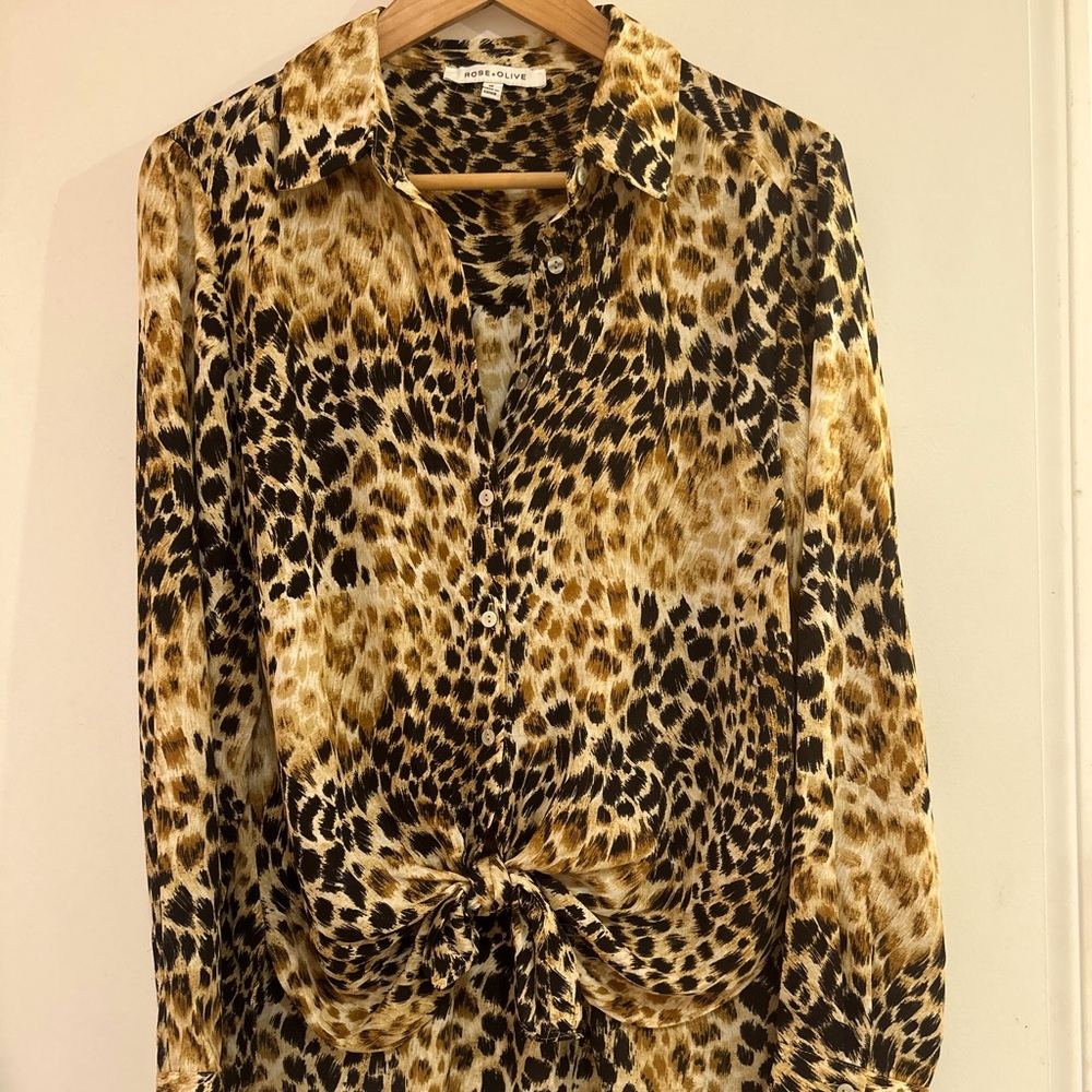 Rose & Olive Leopard Blouse Medium